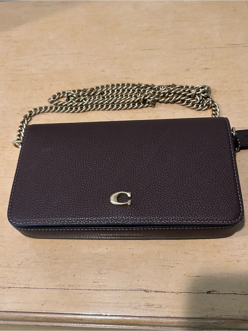 Coach Mila crossbody brown pebbled leather bag style CA001